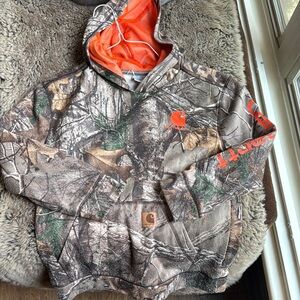Kids Camouflage Hoodie with Orange Accents